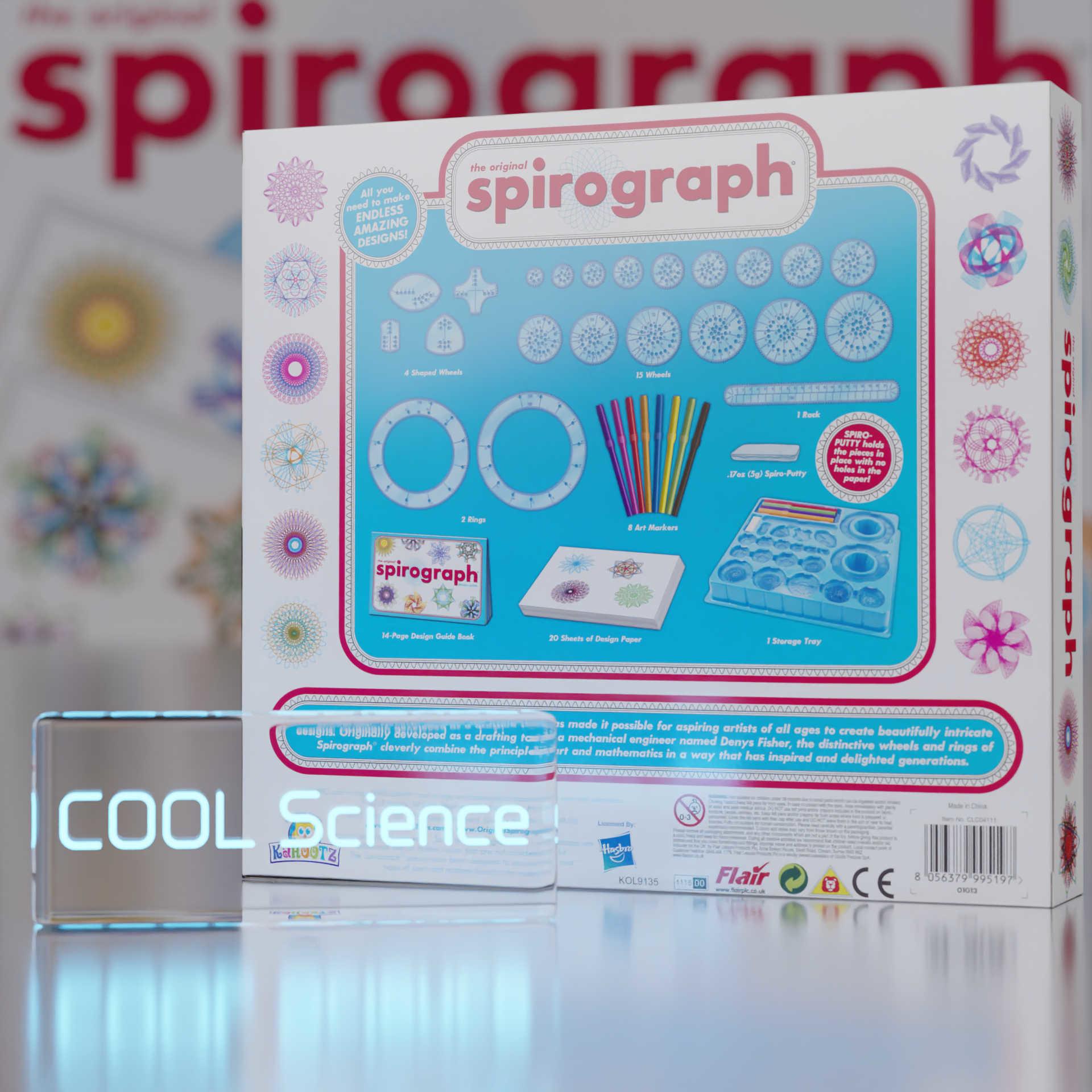 Back View of The Original Spirograph Set with Markers box