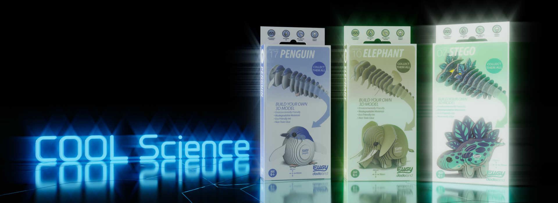 A selection of Eugy 3D Model kits available from COOL Science