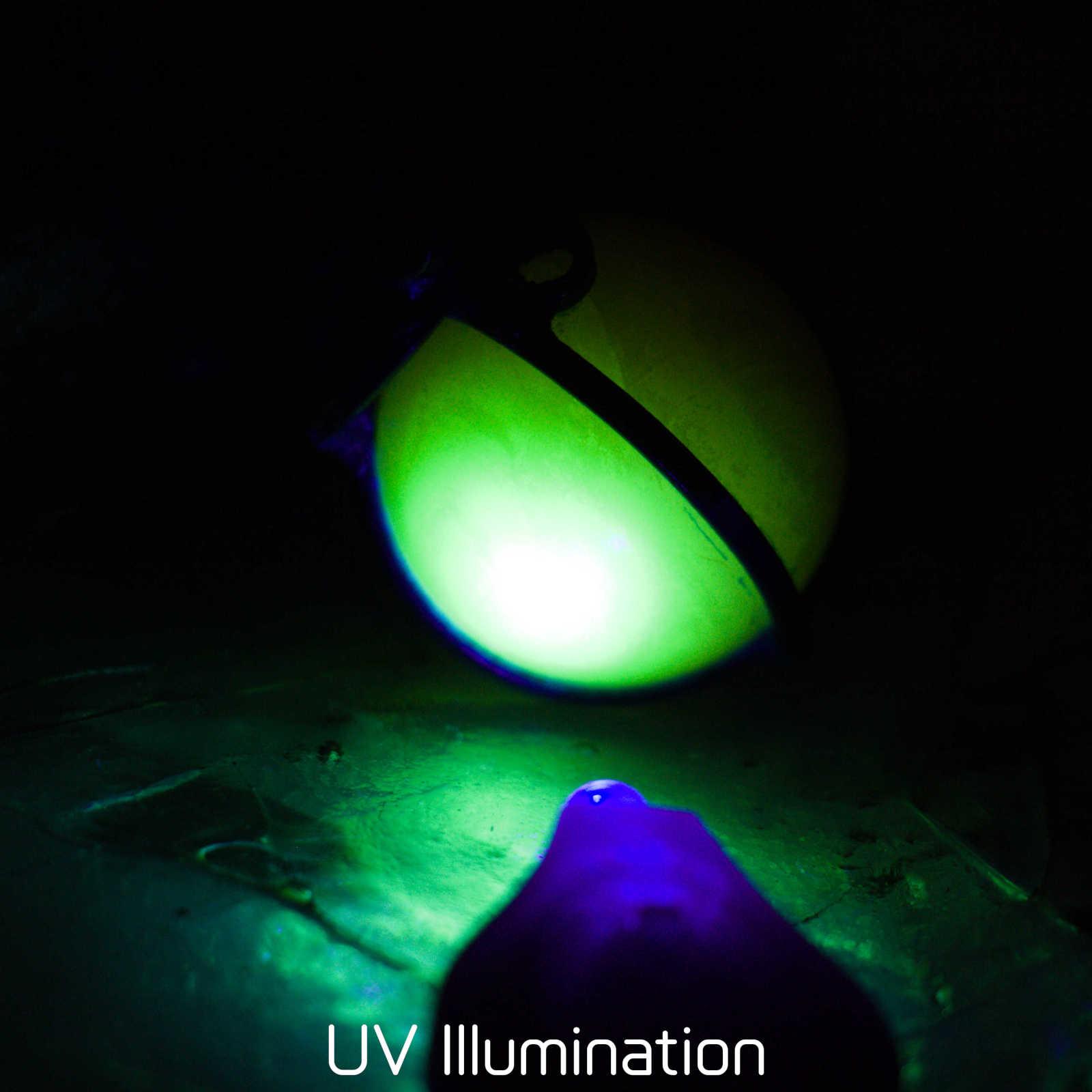 captured Uranium glass marble under UV light