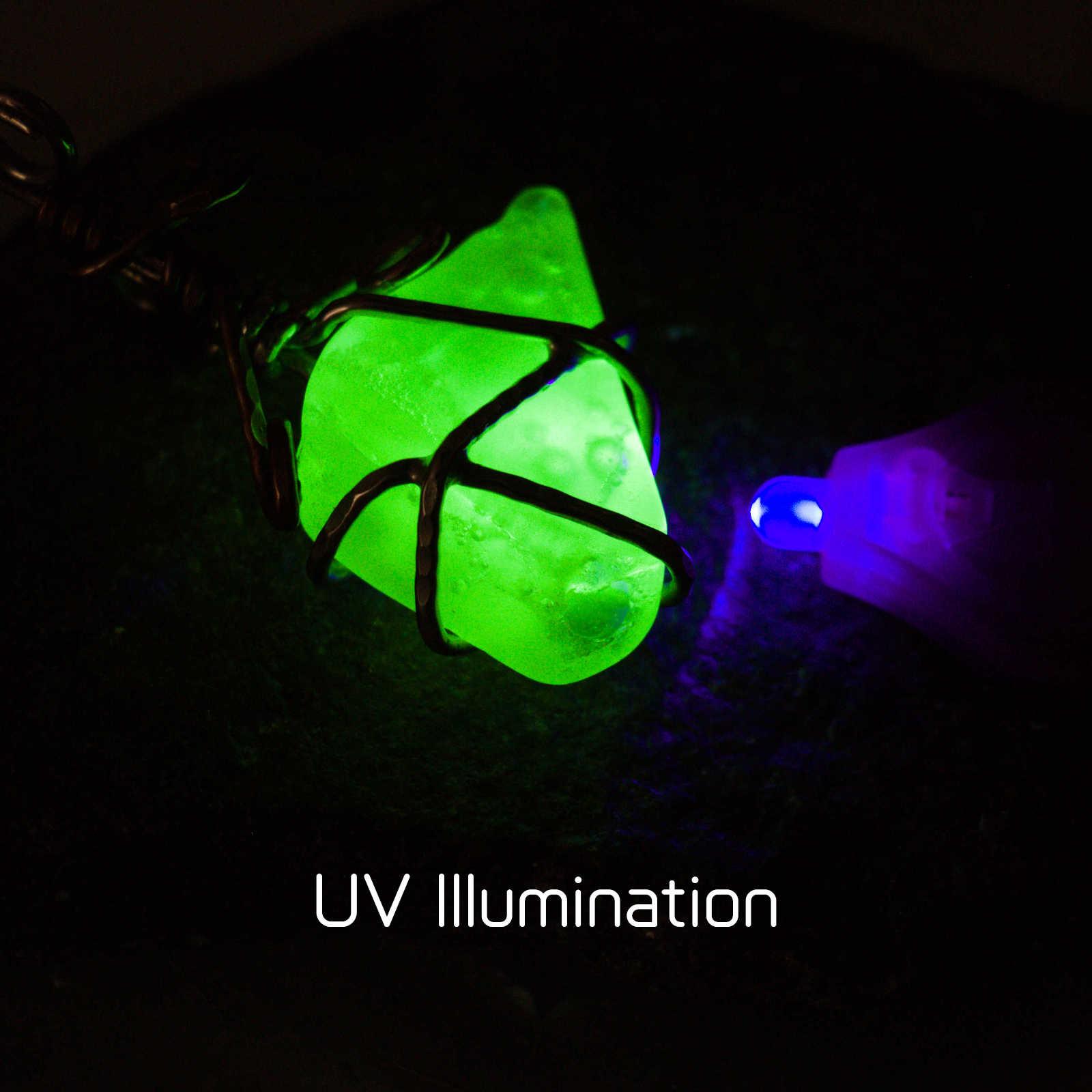 Uranium glass accessory under UV light