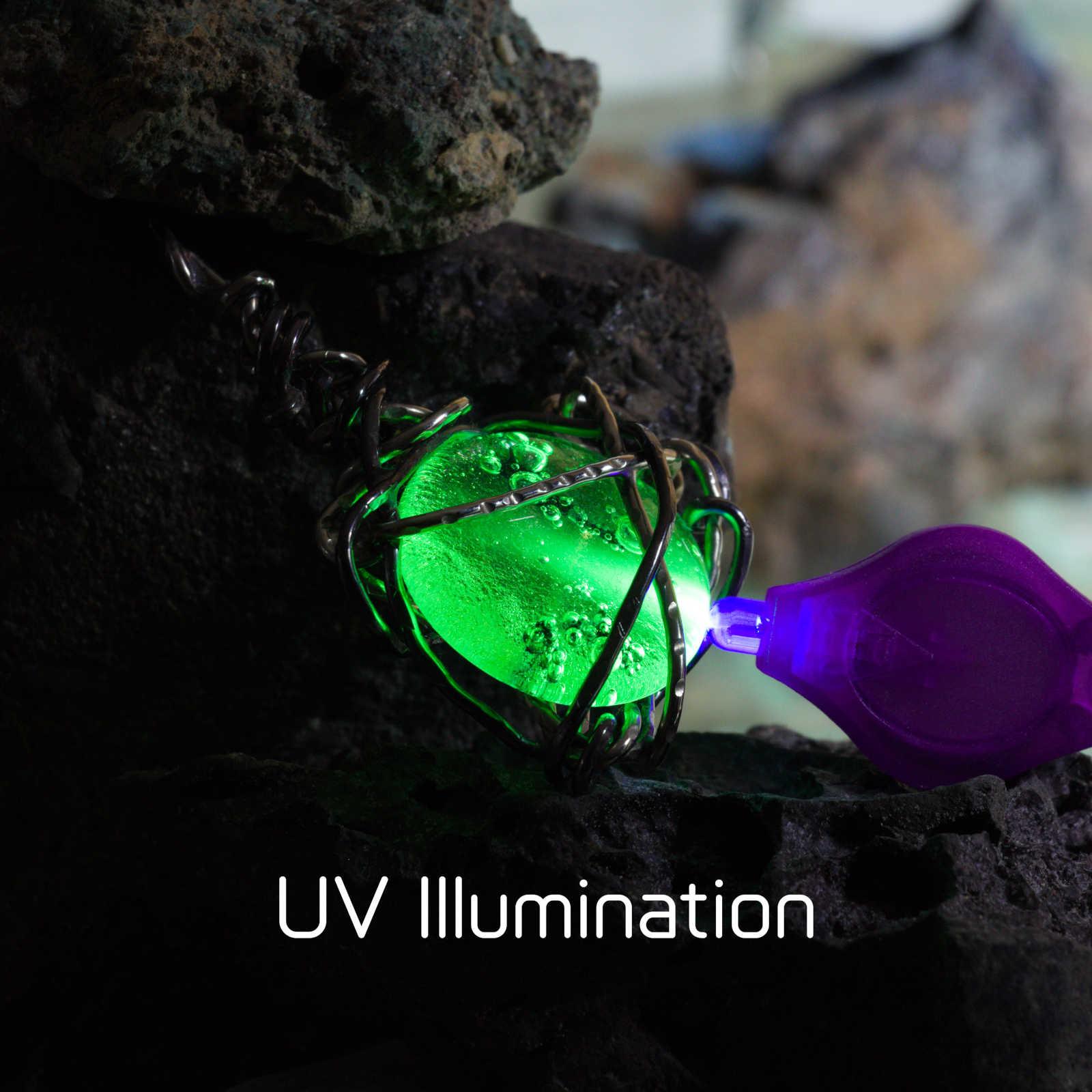 Uranium Glass Accessory under UV light