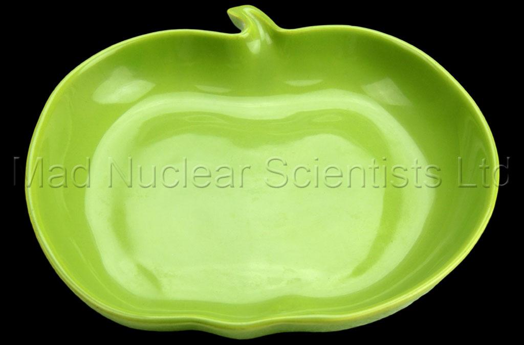 Uranium Glazed Pottery Apple Shaped Dish