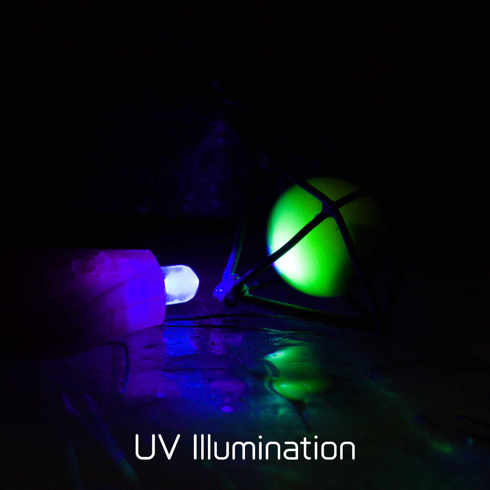 captured Uranium glass marble under UV light