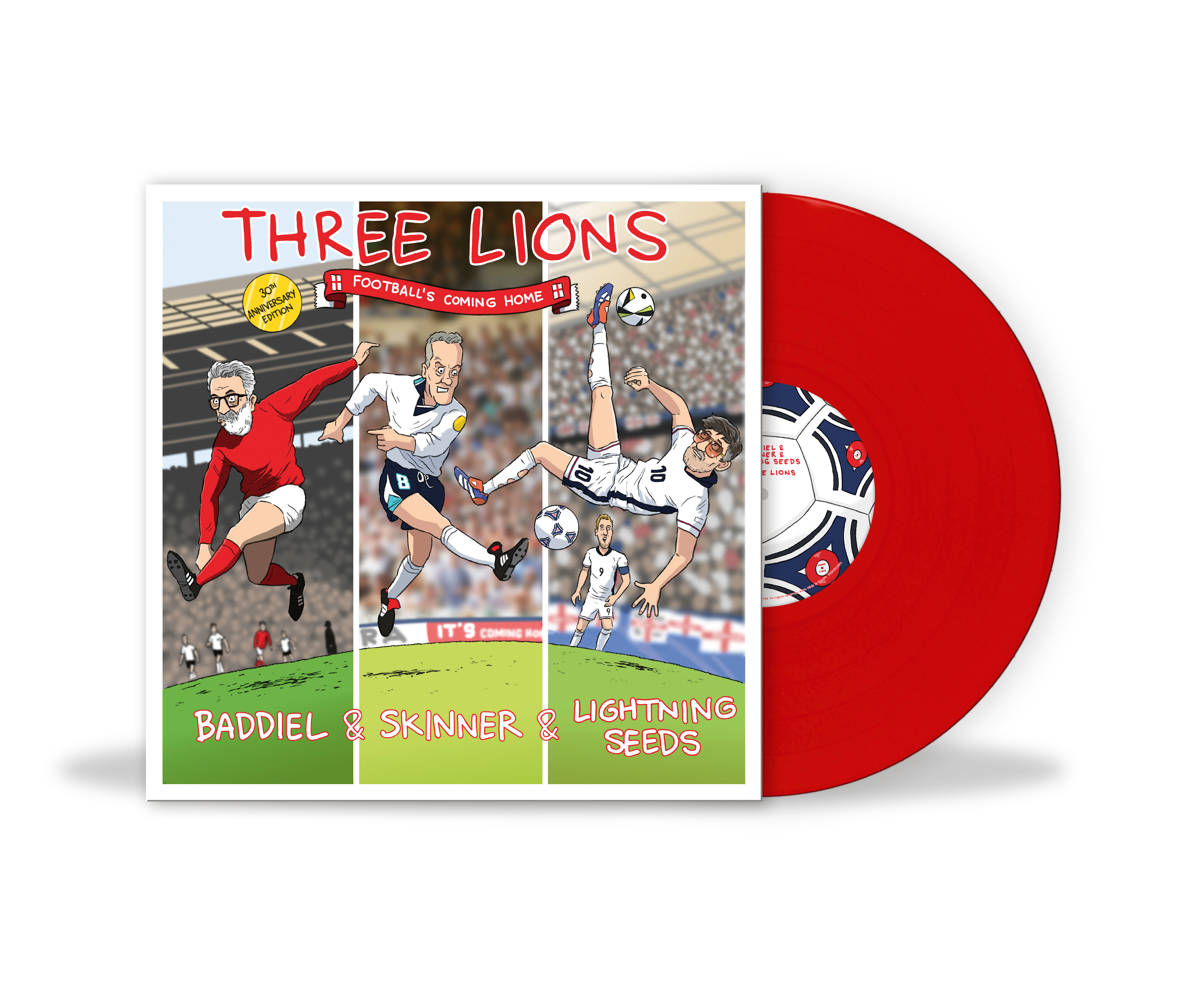 BADDIEL, SKINNER & THE LIGHTNING SEEDS - Three Lions - 7" Red Vinyl