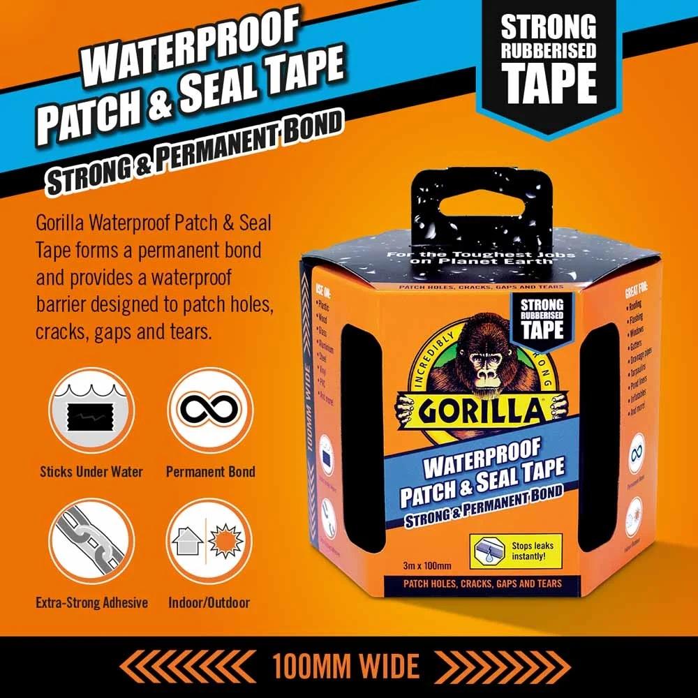 Gorilla Tape Waterproof Patch And Seal Strong Permanent Rubberised Roof Leak Fix 