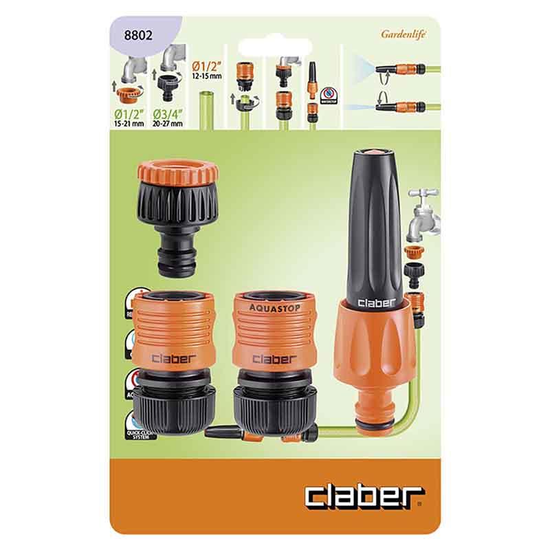 Claber Hose Connector Set  1/2" Aquastop - 8802