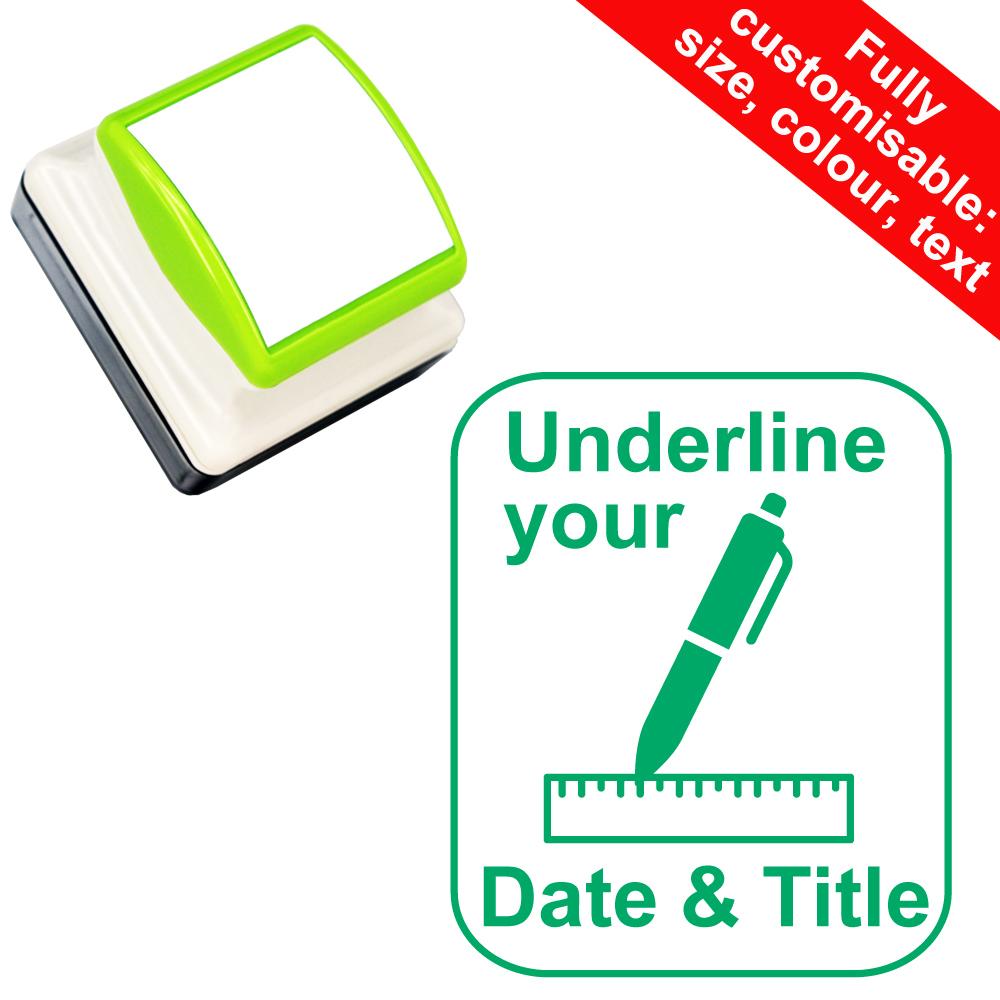 Teacher Stampers | Underline your Date and Title Teacher Stamp - 26x31mm