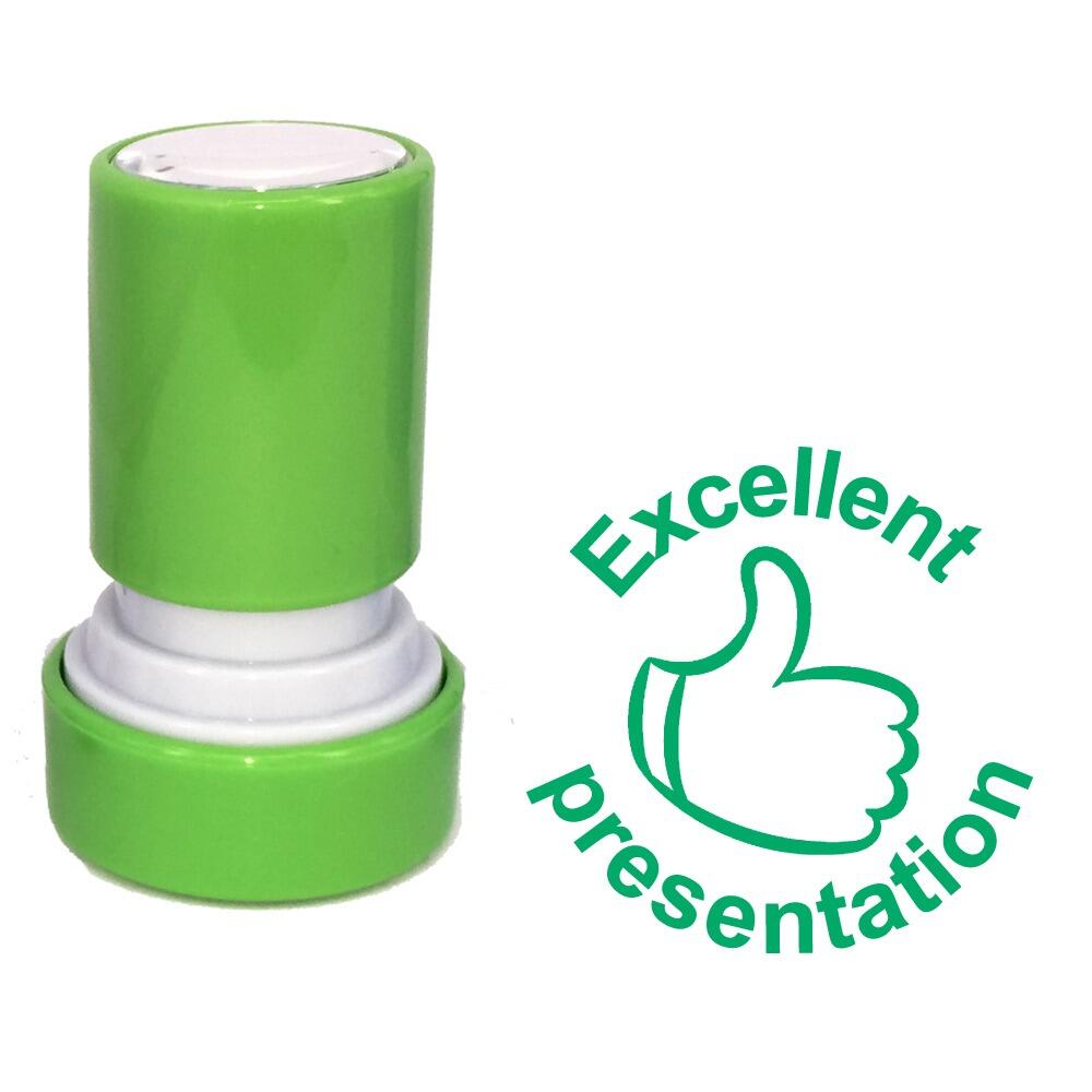 Teacher Stamps | Green Excellent Presentation Self-inking Teacher Stamp for Praise / Reward