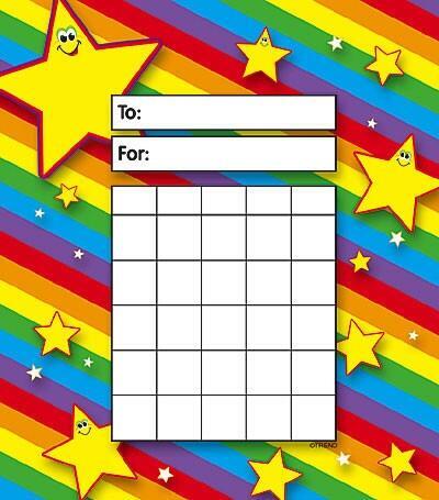 Reward Chart Pads | Colourful Stars Design 36 Sheet Reward Chart Pad. For School / Home Learning