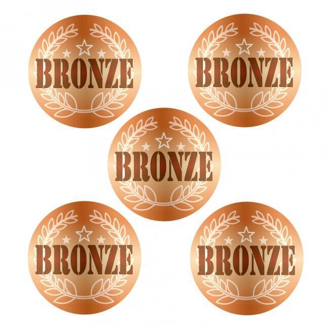 Sports Stickers | 90 x " BRONZE " Stunning Wreath Design, Award Stickers for All Achievers / Sports