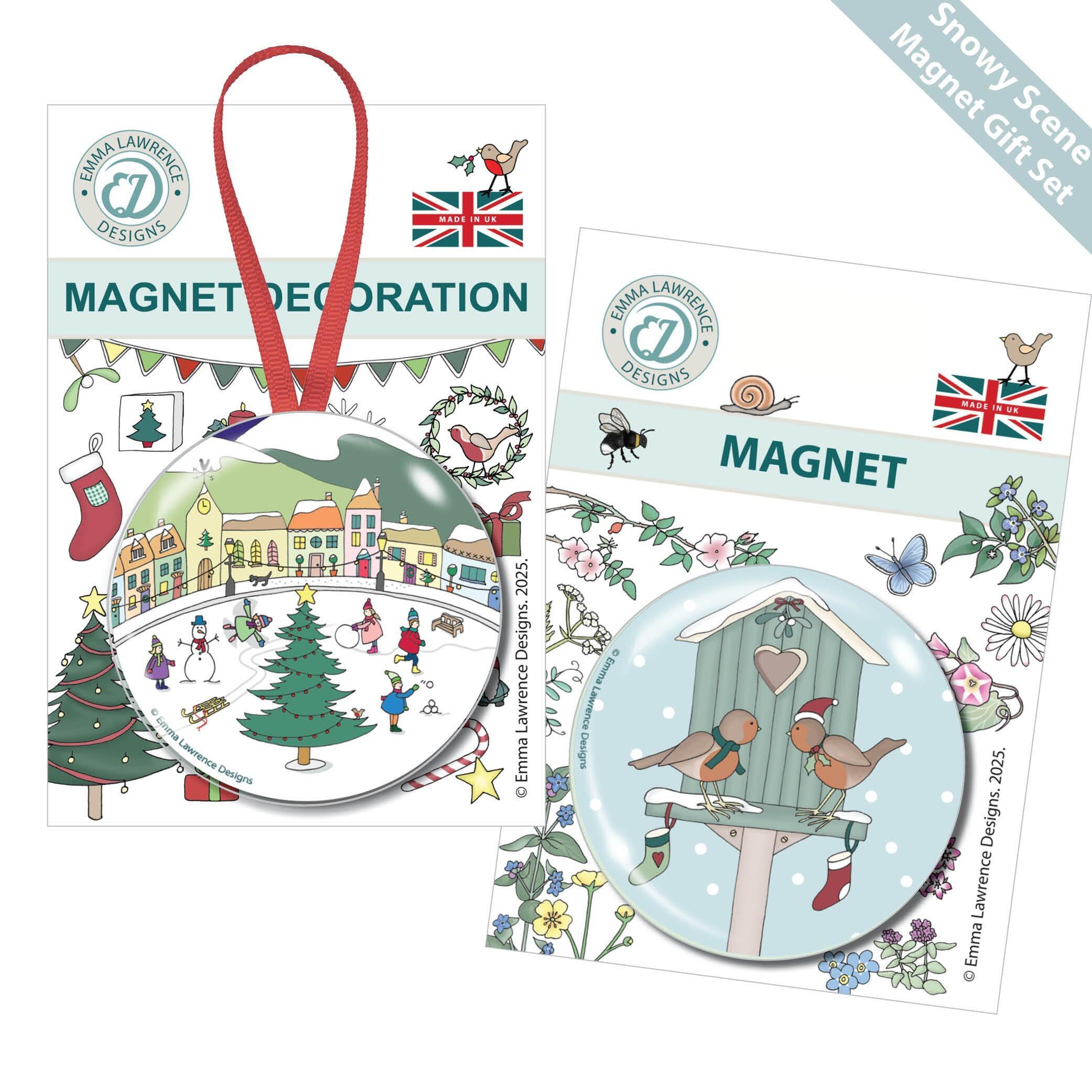 Designer Fridge Magnet Gift Sets | Traditional Christmas Scenes by Emma Lawrence, UK Designed / Made