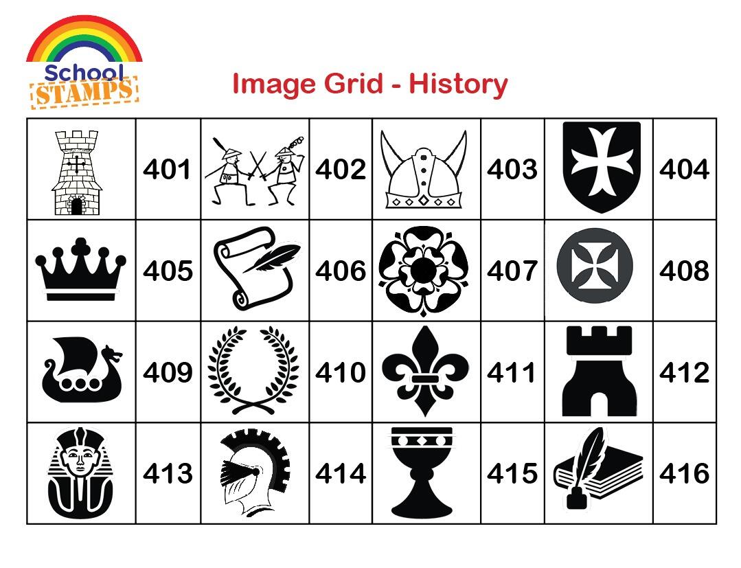 School Reward Schemes | History Subject Stamps - Stamp / School Logo Options