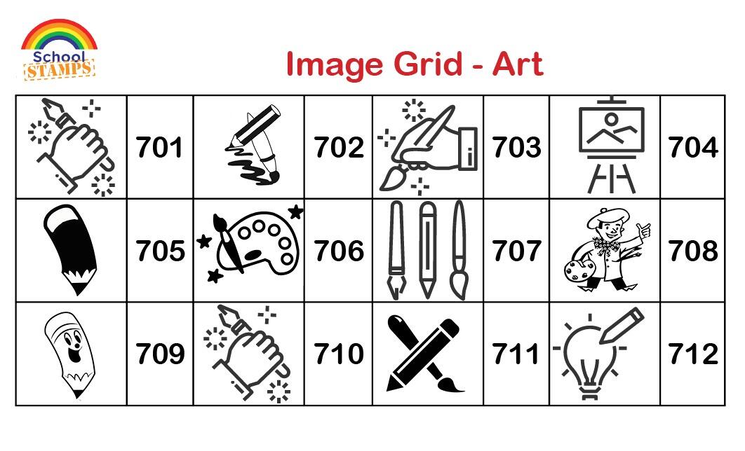 School Reward Schemes | Art Subject Stamps - Stamp / School Logo Options
