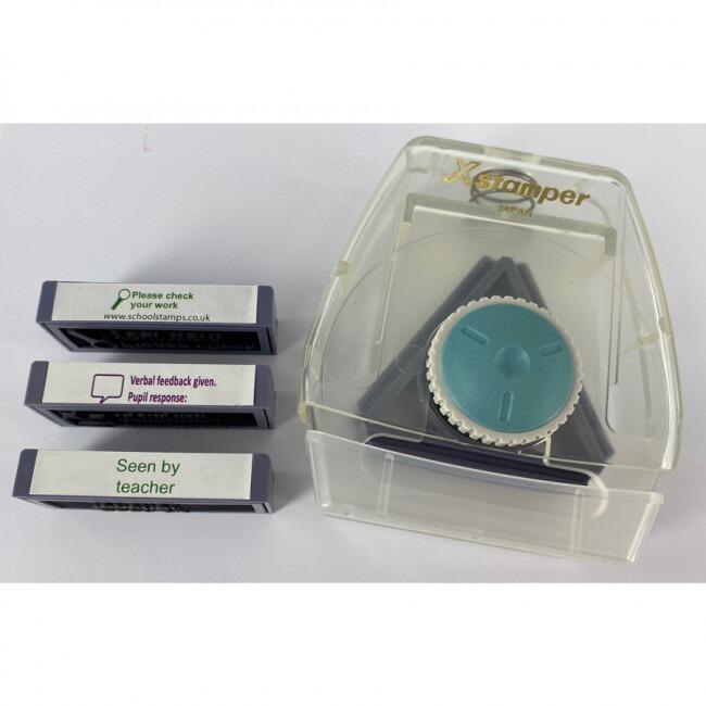 Teacher Stamp Sale | Seen by teacher, Verbal feedback Pupil response, Please check your work - 3 Stamp Twist Stamp Set SALE ITEM