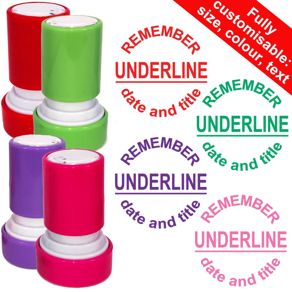 Teacher Stamps | Remember Underline date and title Teacher Stamp