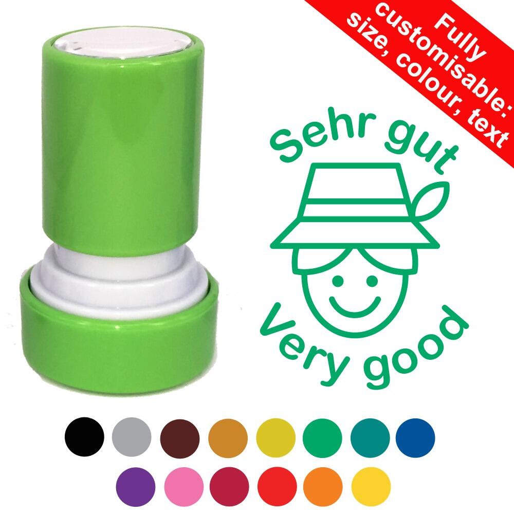 Self-inking Teacher Stamps | Sehr Gut Very good. German Language Personalised Teacher Stamp - 22mm