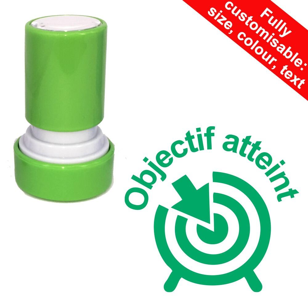French Teacher Stamps | Objectif Atteint French Language Stamper 22mm Customise Colour/Size/Text