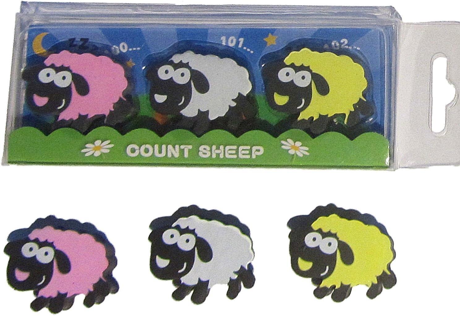 Fun Erasers | Cute Pack of 3 Sheep Erasers For Farm Theme Party Bags & Pupil Class Gifts.