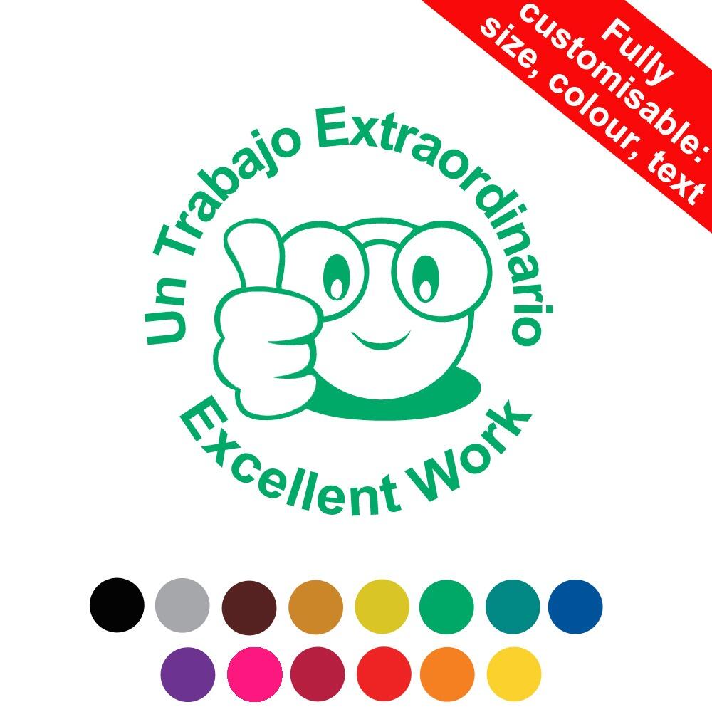 Self-inking Teacher Stamps | Un Trabajo Extraordinario / Excellent Work Personalised Teacher Stamp - 22mm