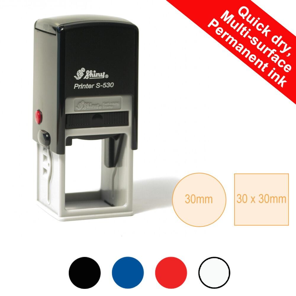 Custom Stamps | Multi-Surface, Permanent Ink Large Self-inking Stamp, Own Logo/Artwork 30x30mm S-530
