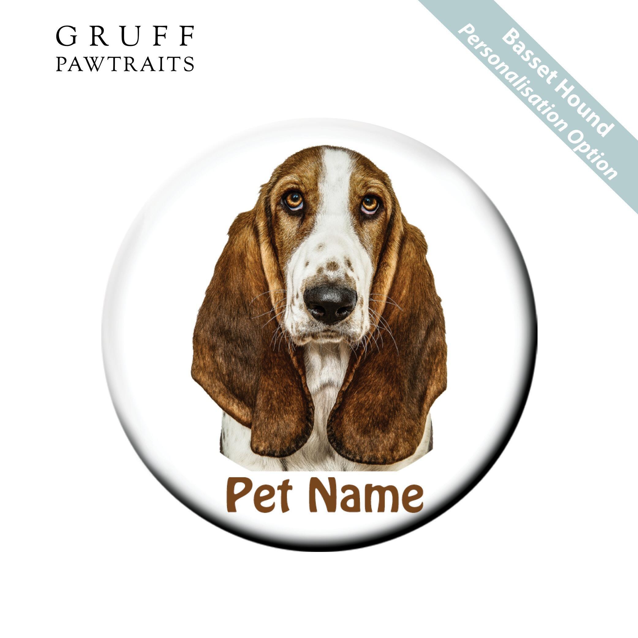 Bulk Dog Fridge Magnet Gifts | Personalised Basset Hound Dog Fridge Magnets - Gruff Pawtraits. Trade