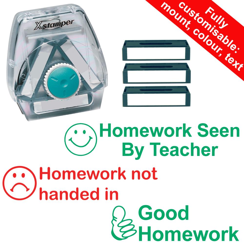 Homework Stampers | Xstamper Twist N Stamper: Homework Not Handed In, Homework Seen By Teacher, Good Homework