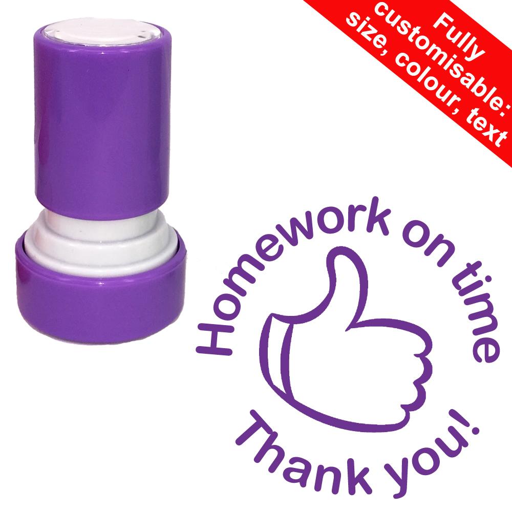 School Stamps | Homework on time, Thank you! Teacher Stamps  - 22mm^