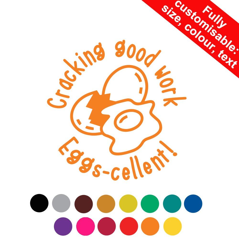 Fun Teacher Stamps | Cracking good work, Eggs-cellent! Self-inking Stamp, Personalisation Options