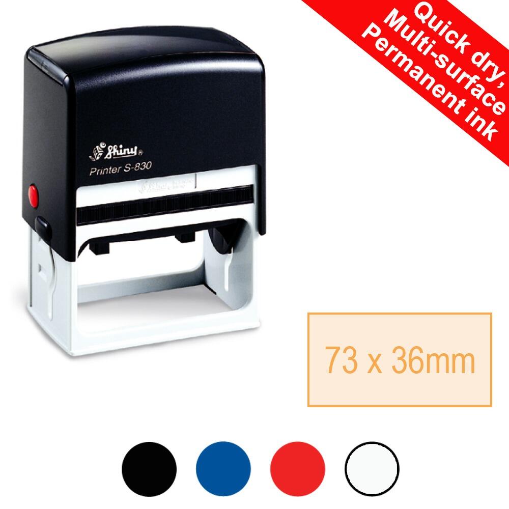 Custom Stamps | Multi-Surface, Permanent Ink Large Self-inking Stamp, Own Logo/Artwork 73x36mm S-830