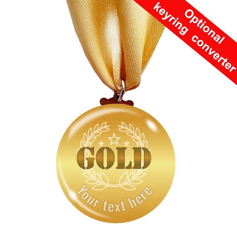 Custom Medals | Low Cost GOLD Design Sports Day / Winner Award Personalised Medals. UK Made