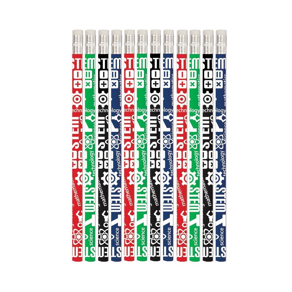 School Pencils | 12 STEM Celebration HB Pencils, Great Low Cost, Practical Class Gifts, Prizes