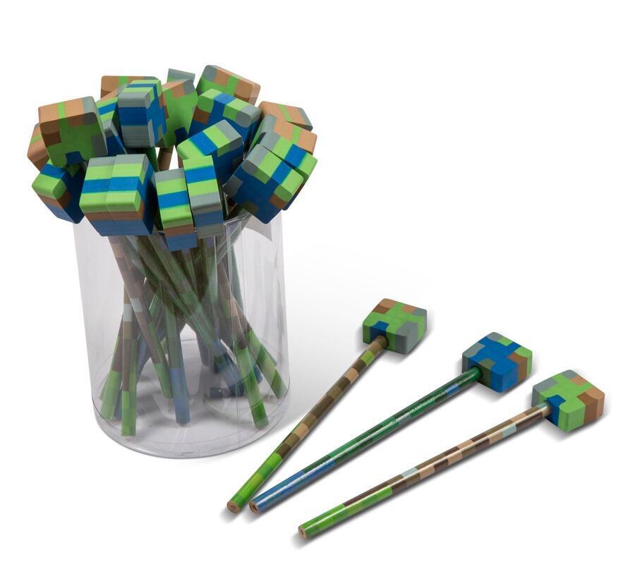Pixel Stationery | Cool Pixel Design Eraser Topper Pencils. Great Class Gift/Party Bag Fillers
