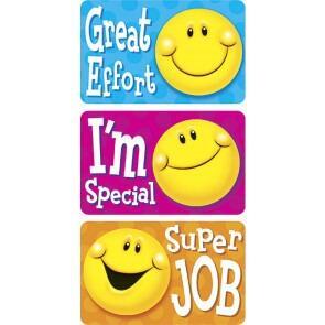 Reward Stickers | 30 x Large Smiley Face Sticker Badges for Teachers.