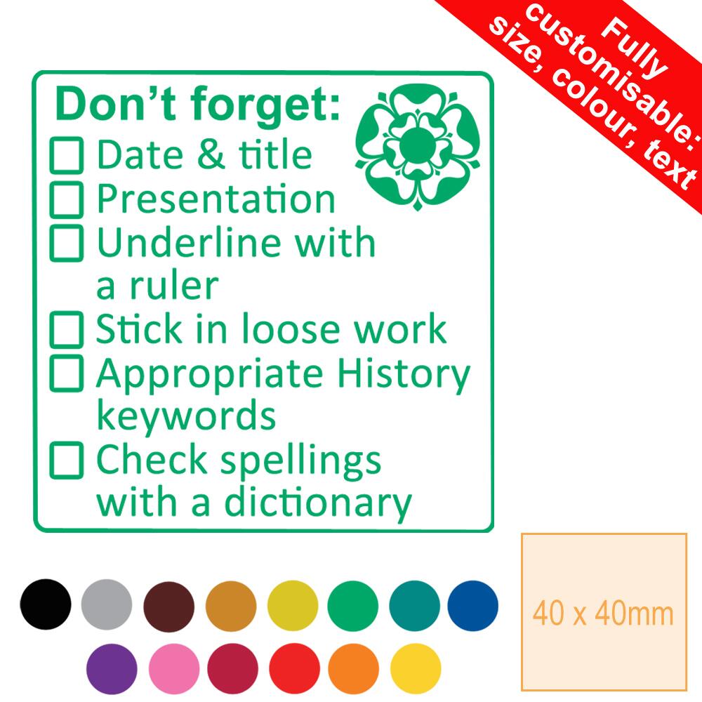 History Checklist Marking Teacher Stamp