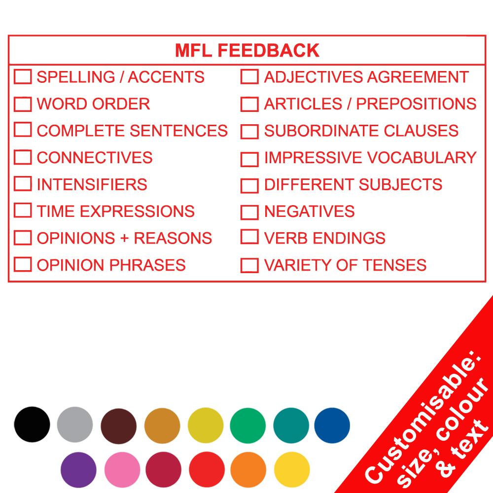 Large Self-inking Teacher Stamps | Languages/MFL Skills KS4 Marking Customisable Large Self-inking Teacher Stamps