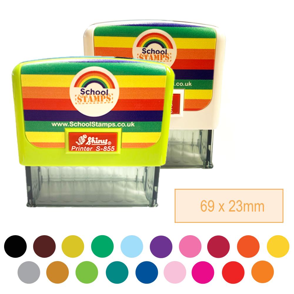 Big custom rubber stamps | Large Rectangle Custom School Stamp - 23x69mm