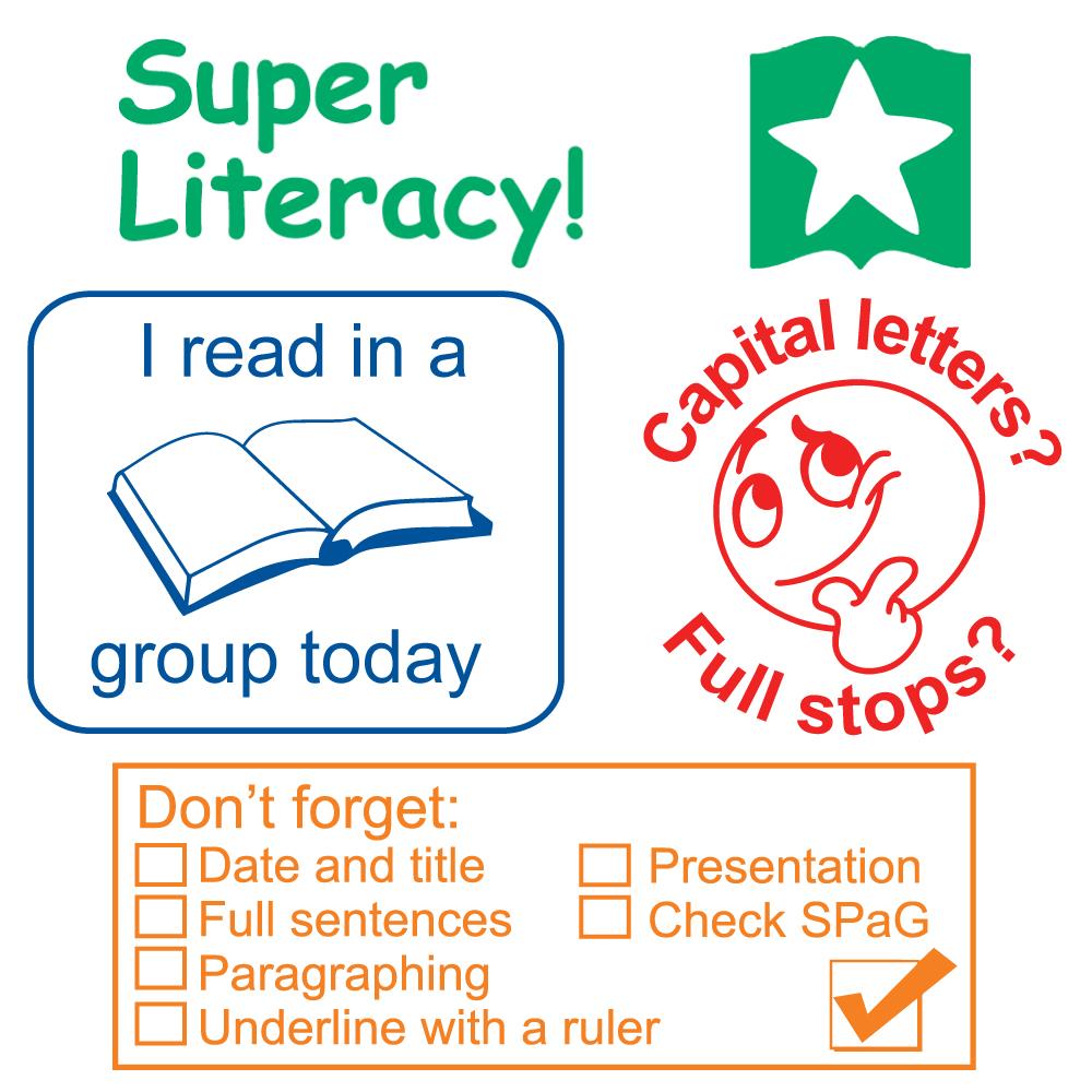 Literacy Stamps for Teachers | Praise and Mark Student / Pupil Reading and Writing With These Self-Inking School Stamps