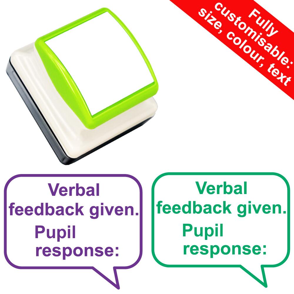 School Stampers | Verbal feedback given. Pupil response: Teacher Stamp - 26x31mm