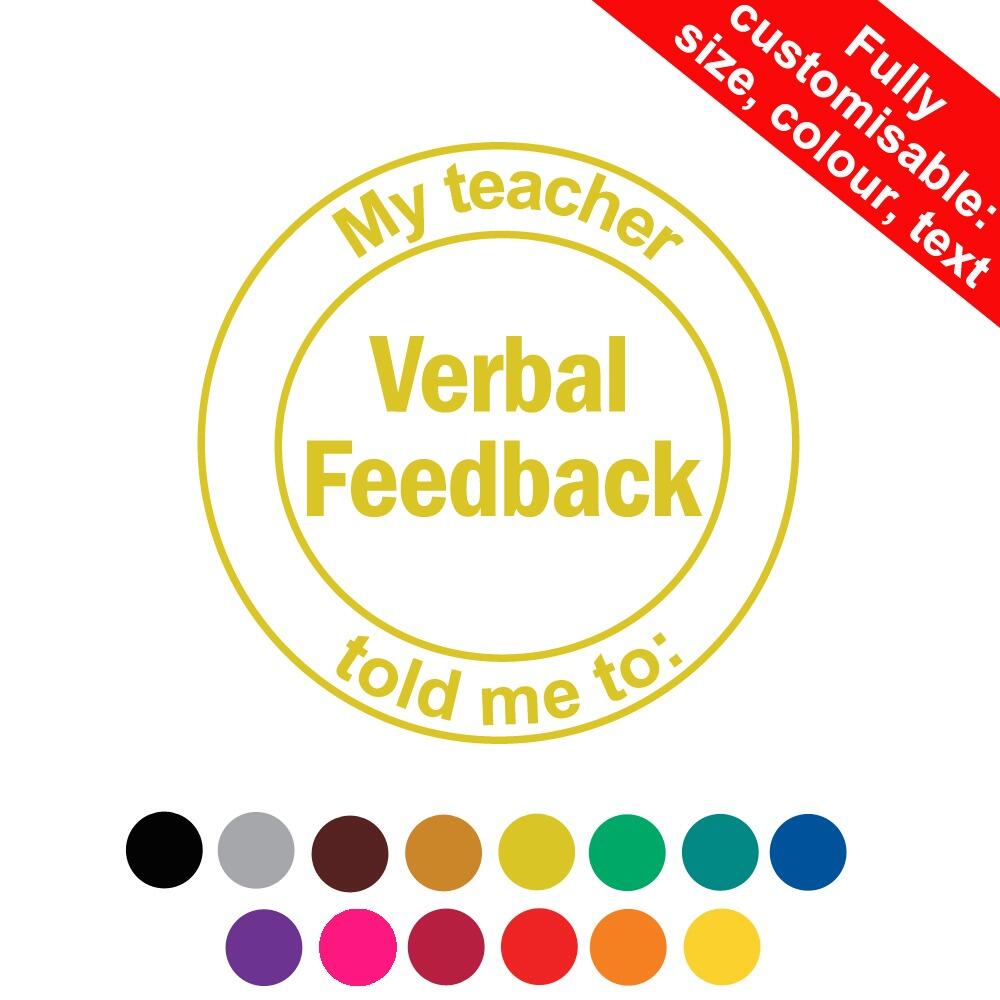Self-inking Teacher Stamps | Verbal Feedback. My teacher told me to: Personalised Teacher Stamp - 22mm