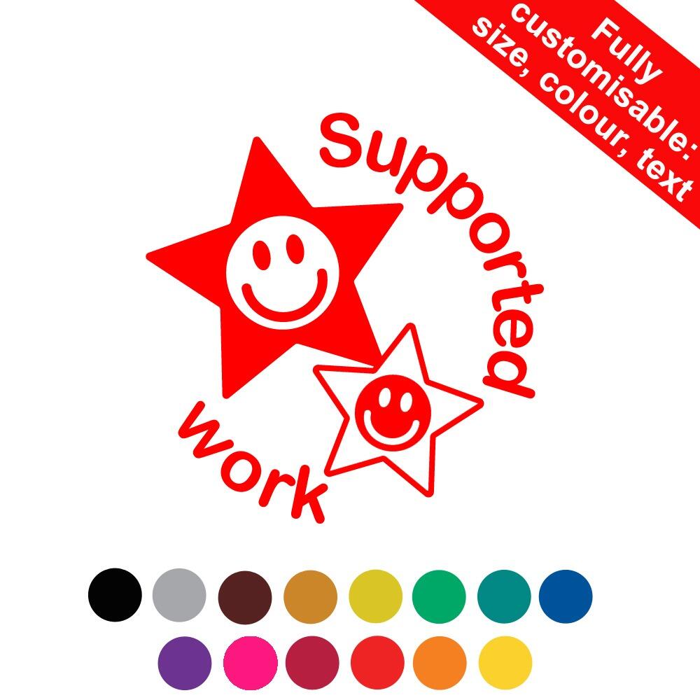 Self-inking Teacher Stamps | Supported work Personalised Teacher Stamp - 22mm
