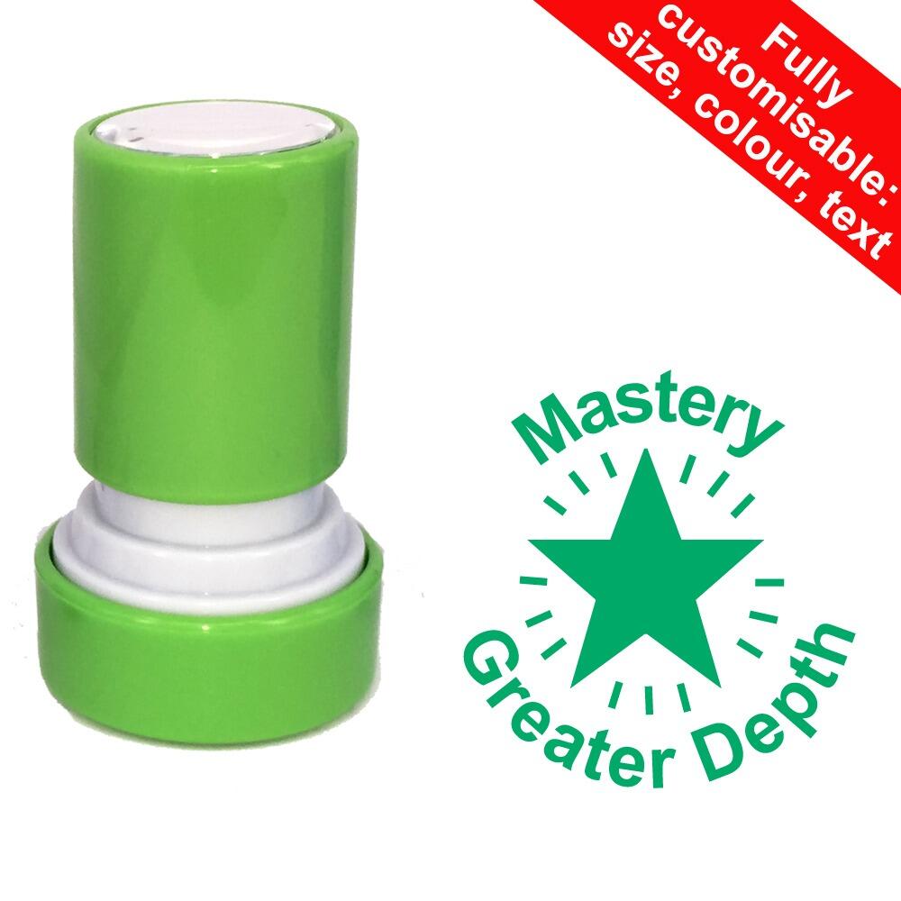 Self-inking Teacher Stamps | Mastery Greater Depth, Mastery Learning Star Teacher Stamp - 22mm