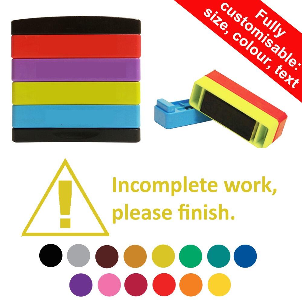 Stakz Teacher Stamps | Incomplete work, please finish Personalised Layer Teacher Stamp 44x14mm