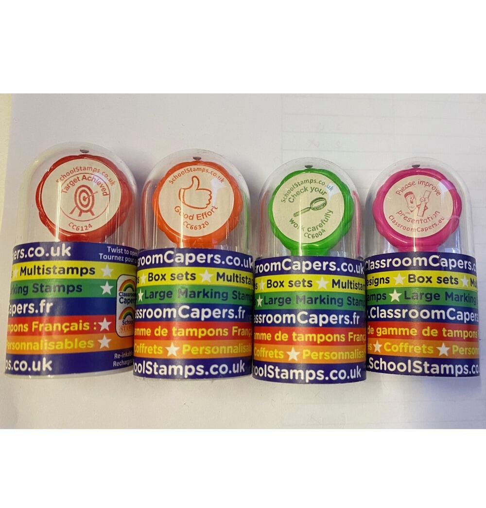 Teacher Stamp Sale | Marking stamps: Target, Presentation, Effort, Check work - 4 Stamp Set