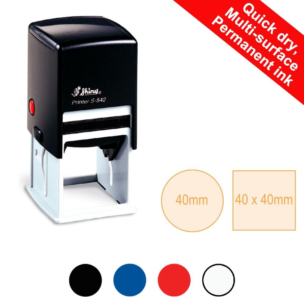 Custom Stamps | Multi-Surface, Permanent Ink Large Self-inking Stamp, Own Logo/Artwork 40x40mm S-542