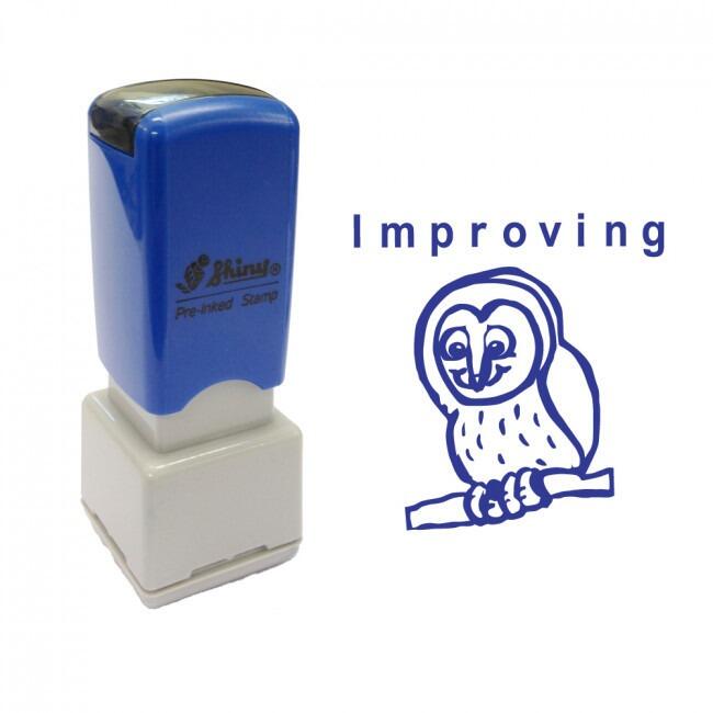 Teacher / Loyalty Stamp | Improving, Owl Design Self-inking Teacher Stamps - 13mm