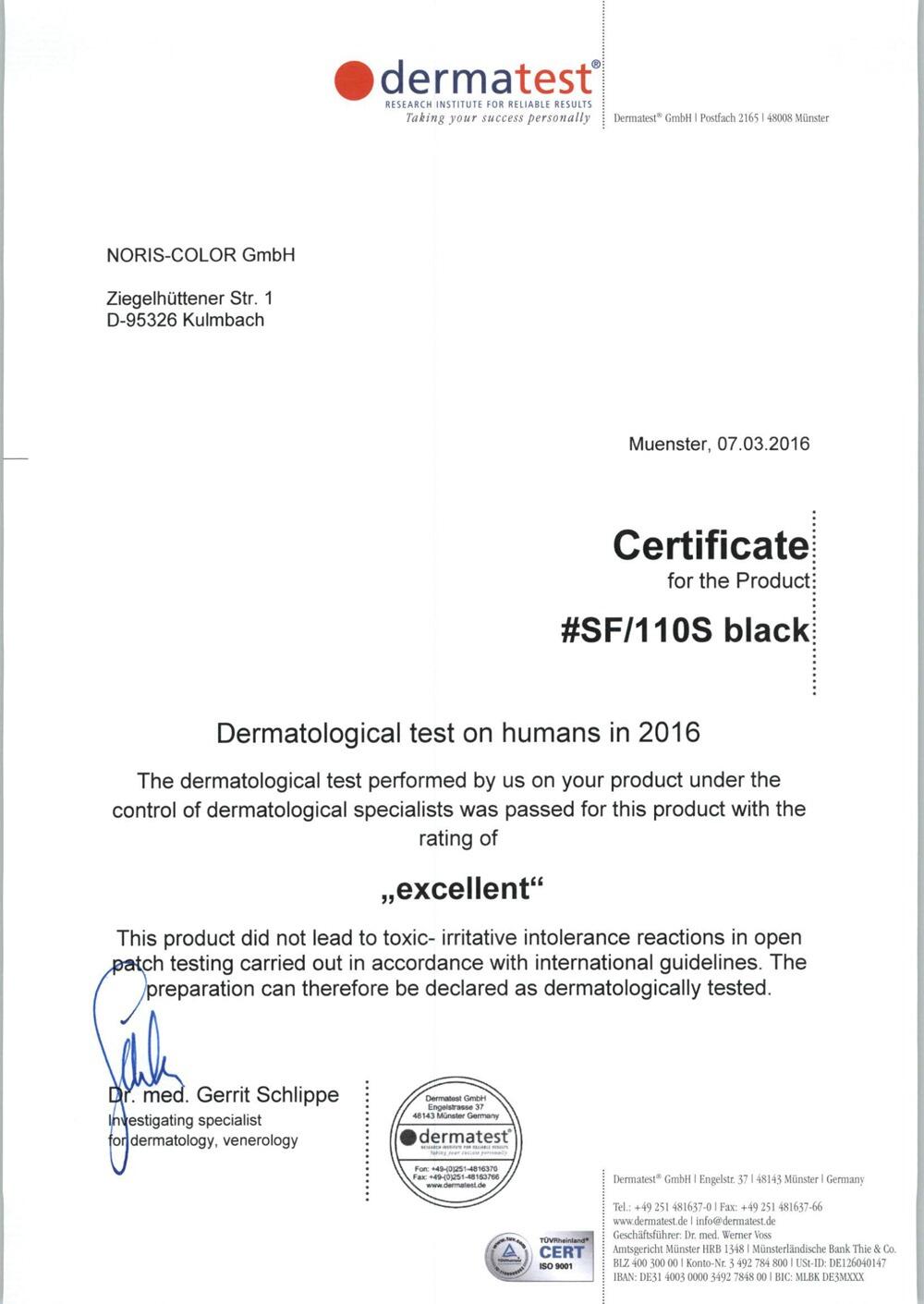 Skin Safe Ink for Hand Stamps | Dermatological Test Certificate