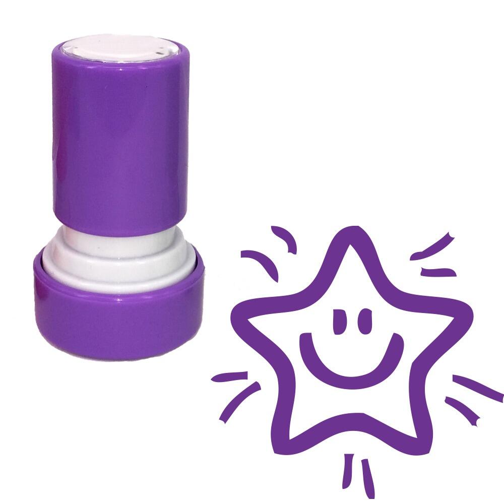 Teacher Stamps | Purple Smiley Star, Self-inking Teacher Stamp for Praise / Reward
