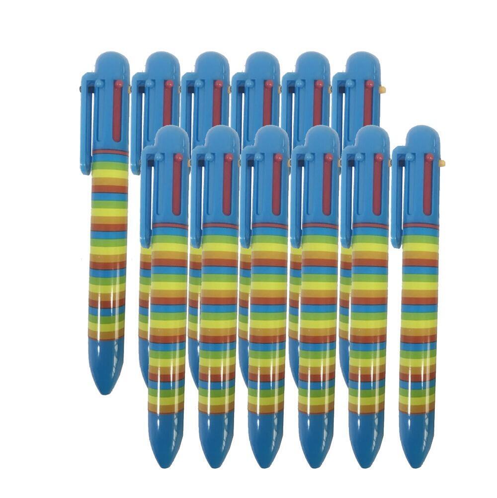 Bulk Stationery | Rainbow Stripe Pens with 6 Ink Colours. Great for Low Cost Gifts/Party Bag Fillers