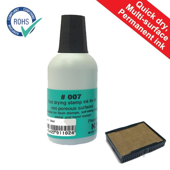 Permanent Stamper Ink | 30ml Quick Dry Ink for Multi-Surfaces.4 Colours. Shiny Printer Mounts & More