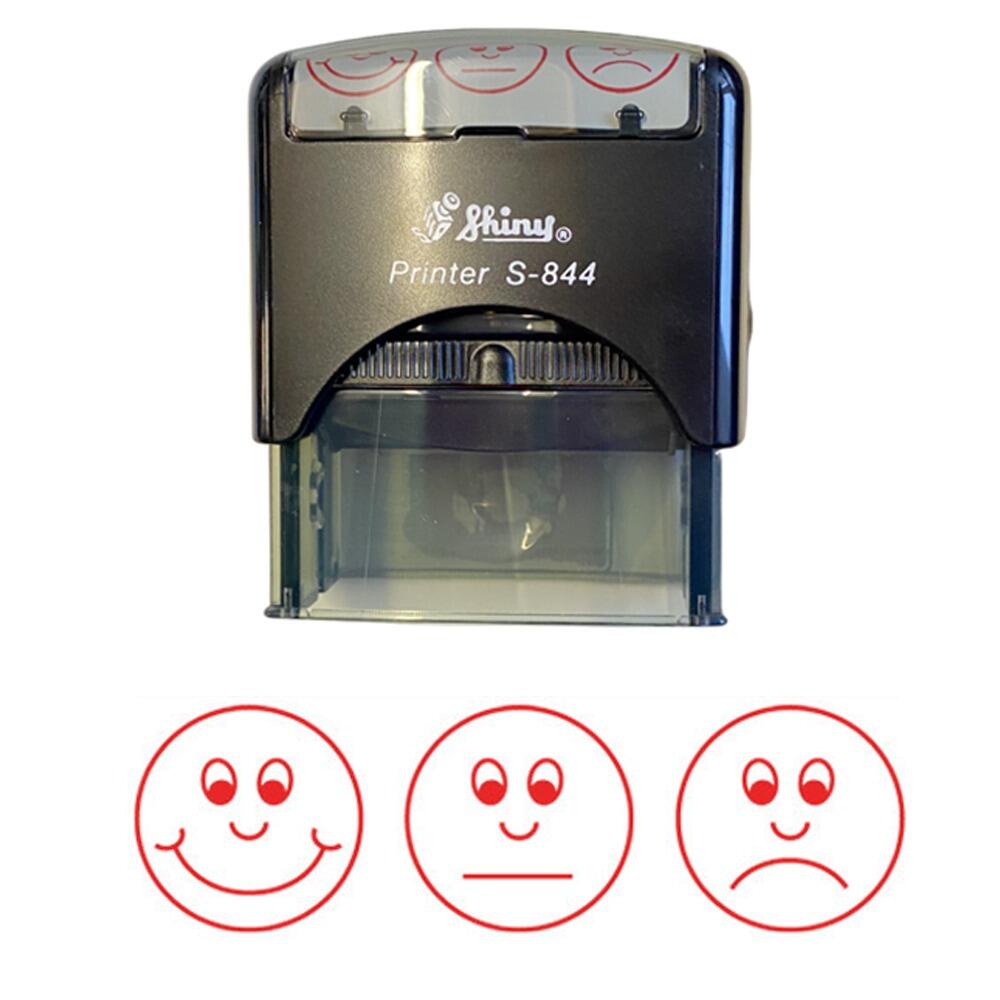 Feedback Stamps | 3 Faces Self-Assessment School Stamper. Red Ink. Sale Stock!